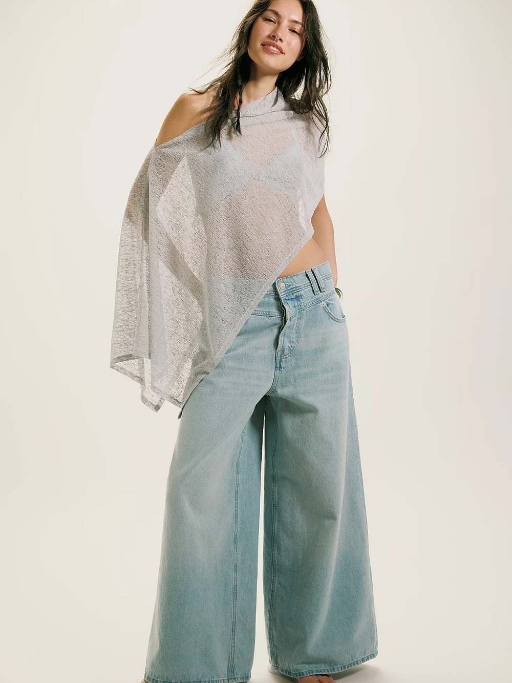 NWT Free People We The Free Give And Take Baggy Wide Leg Jeans Green Lime 26